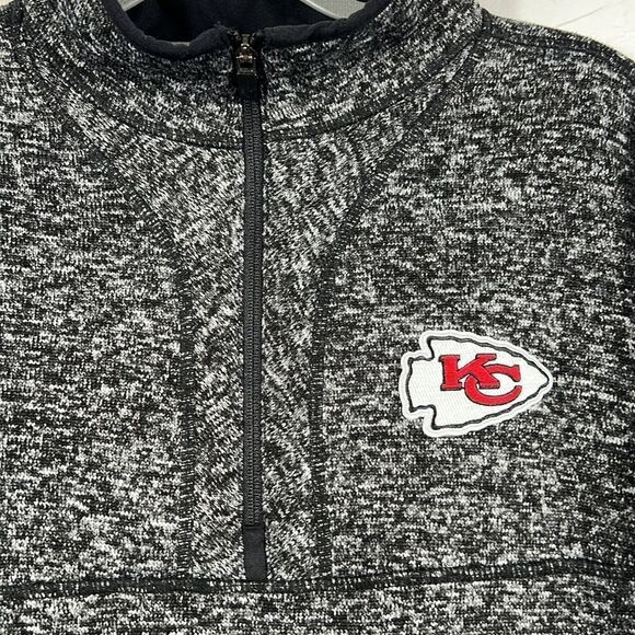 🏈 KANSAS CITY CHIEFS Thick 1/4 Zip Pullover Sherpa Fleece Sweatshirt Men Sz 2XL - Picture 3 of 12